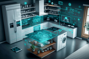 smart home kitchen management system using augmented reality, future concept, generative ai