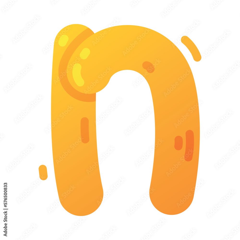 Sticker Funny Bright Balloon Letter N of Children Alphabet Vector Illustration