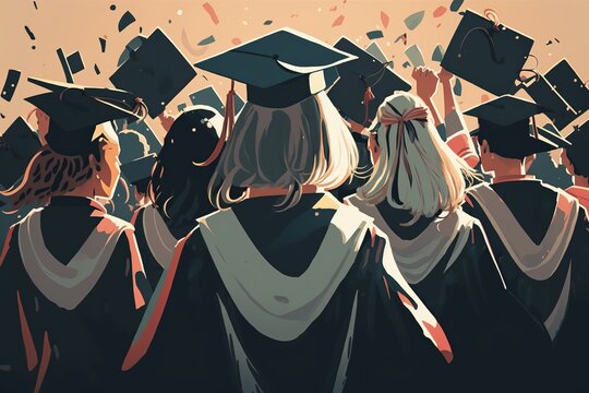 A Number Of Joyful University Graduates In Graduation , Concept Of Celebration And Achievement, Created With Generative AI Technology