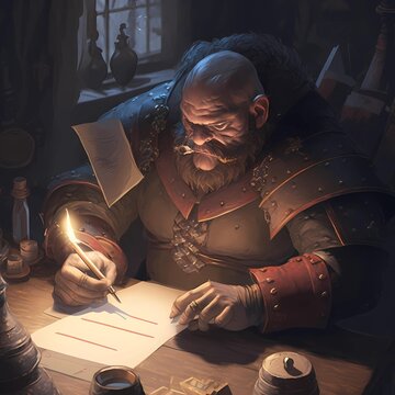 Fantasy dwarf writer created by generative ai