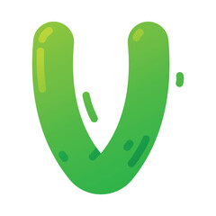 Funny Bright Balloon Letter V of Children Alphabet Vector Illustration