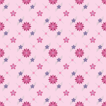 In this seamless pattern, it consists of colorful floral graphics on a harmonious background. Decorated with a cross, a circle is placed on top of the cross, looking cute and beautiful.