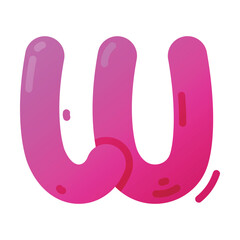 Funny Bright Balloon Letter W of Children Alphabet Vector Illustration
