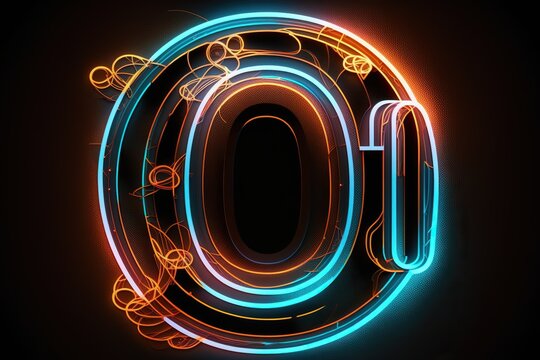 Neon letter o on white background, concept of Glow effect and Typography, created with Generative AI technology