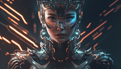 futuristic advanced cyborgs with technical superiority wallpaper background created with generative ai technology - obrazy, fototapety, plakaty