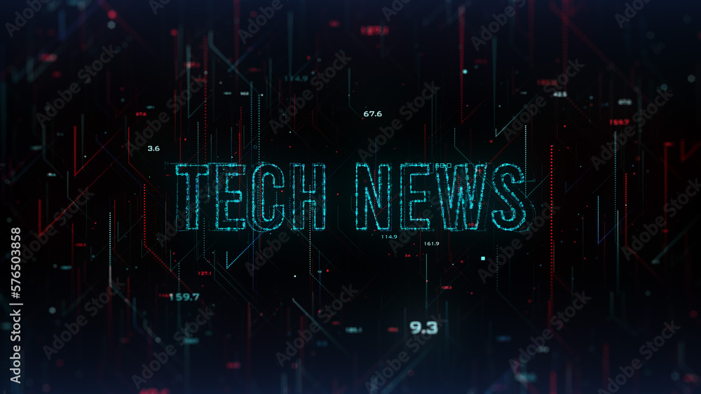 Poster futuristic blue red shiny tech news text lines effect with vertical slanted dotted lines and digital