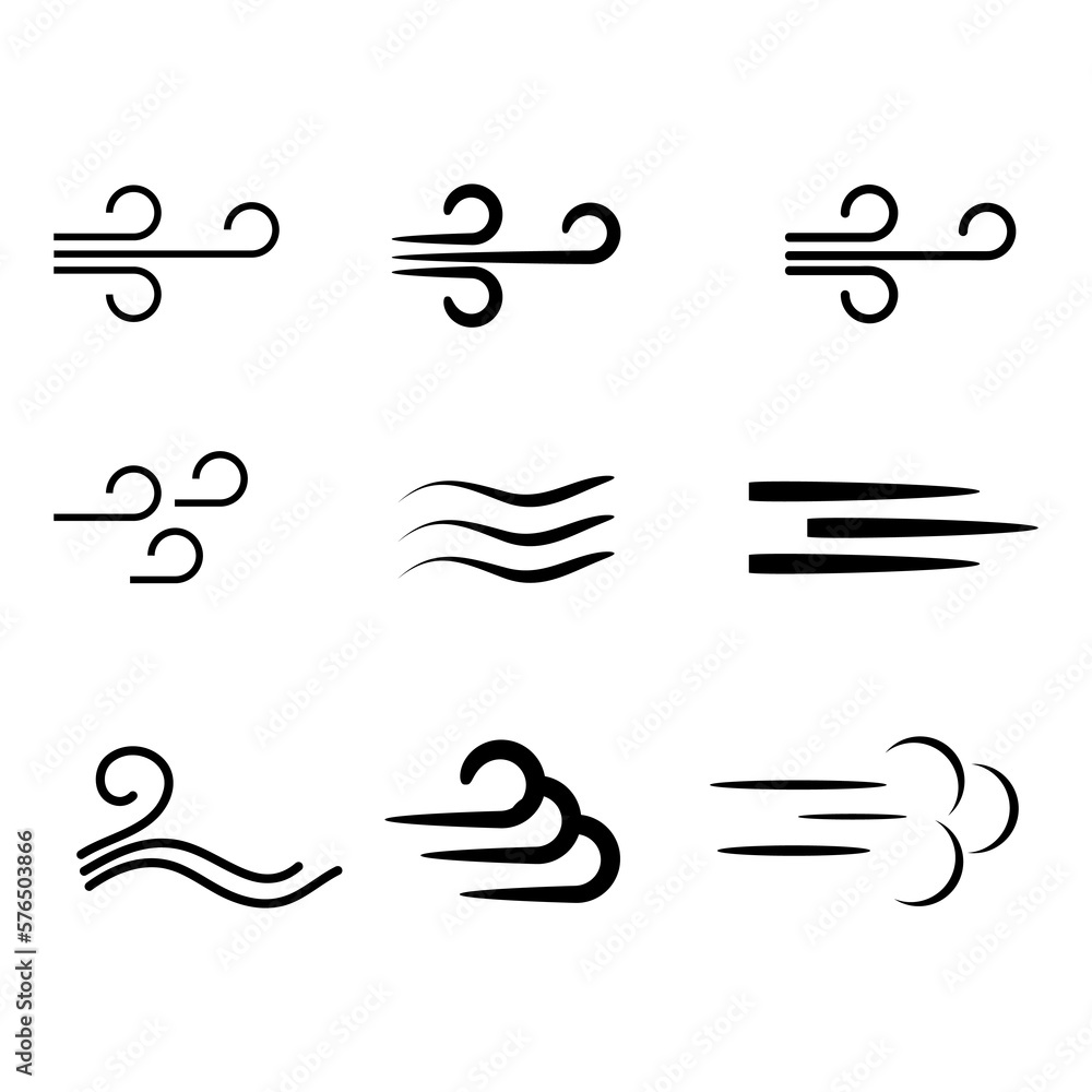 Poster set of isolated icons on a theme wind on white background..eps