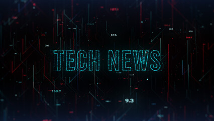 Futuristic Blue Red Shiny Tech News Text Lines Effect With Vertical Slanted Dotted Lines And Digital Numbers Hi-tech Background