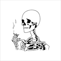 vector illustration of smoking skull