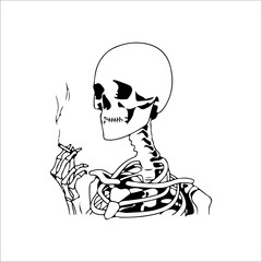 vector illustration of smoking skull