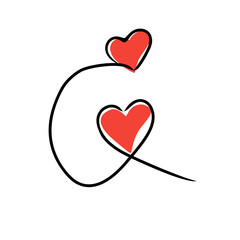 One line heart shape