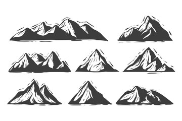 Mountain set vector black and white