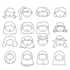 set of cute kid head