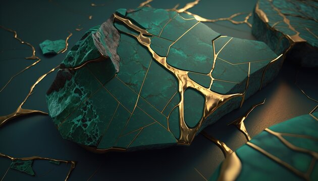 jade texture with luminous kintsugi enhancements background wallpaper created with generative ai technology