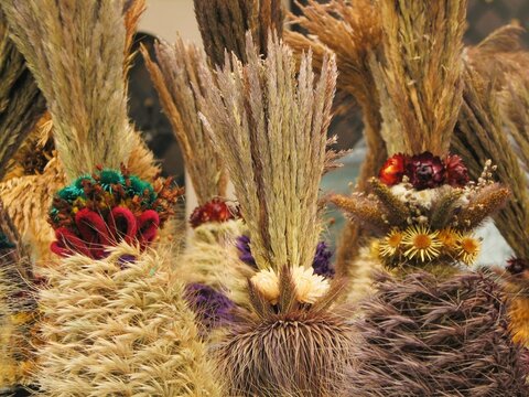 traditional Verbos - bouquets of dried plants used on the Palm Sunday, Lithuania