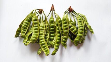 Raw of petai or pete (Parkia speciosa). Usually eaten raw and cooked, popular with name stink bean...