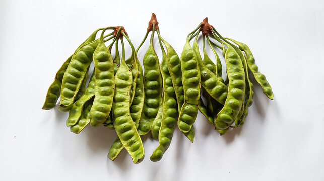 Raw of petai or pete (Parkia speciosa). Usually eaten raw and cooked, popular with name stink bean or bitter bean. Pete plants grow a lot in Indonesia. Indonesia use petai for fresh vegetable, dishes.