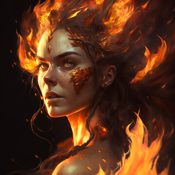 Fire Goddess, Spirit, made with generative AI