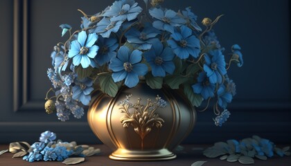 Blue flowers arranged in an elegant display