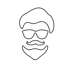 Cool hipster face vector illustration isolated on white background 
