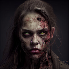 Zombie Woman Portrait, AI