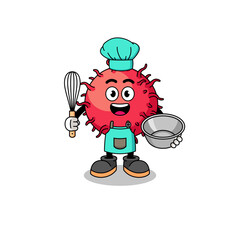 Obraz premium Illustration of rambutan fruit as a bakery chef