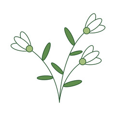 Obraz premium Minimal Floral Elements with Filled Outline Style