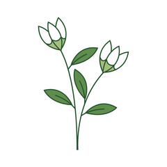 Fototapeta premium Minimal Floral Elements with Filled Outline Style