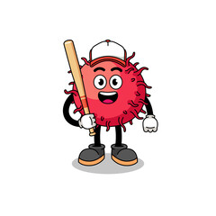 Obraz premium rambutan fruit mascot cartoon as a baseball player