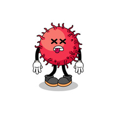 rambutan fruit mascot illustration is dead