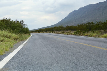 Beautiful view of empty asphalt highway outdoors. Road trip