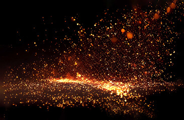 Fire particles, red bokeh on background - 576510450