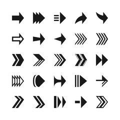 Collection of symbol arrow icon set black color on white background