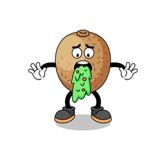 kiwifruit mascot cartoon vomiting