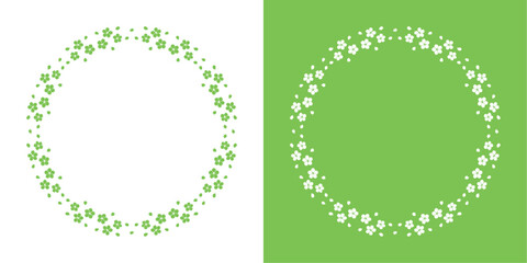 素材_フレームのセット_桜をモチーフにした春の飾り枠。シンプルで高級感のある囲みのデザイン。テキスト無し