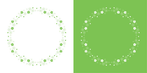 素材_フレームのセット_桜をモチーフにした春の飾り枠。シンプルで高級感のある囲みのデザイン。テキスト無し