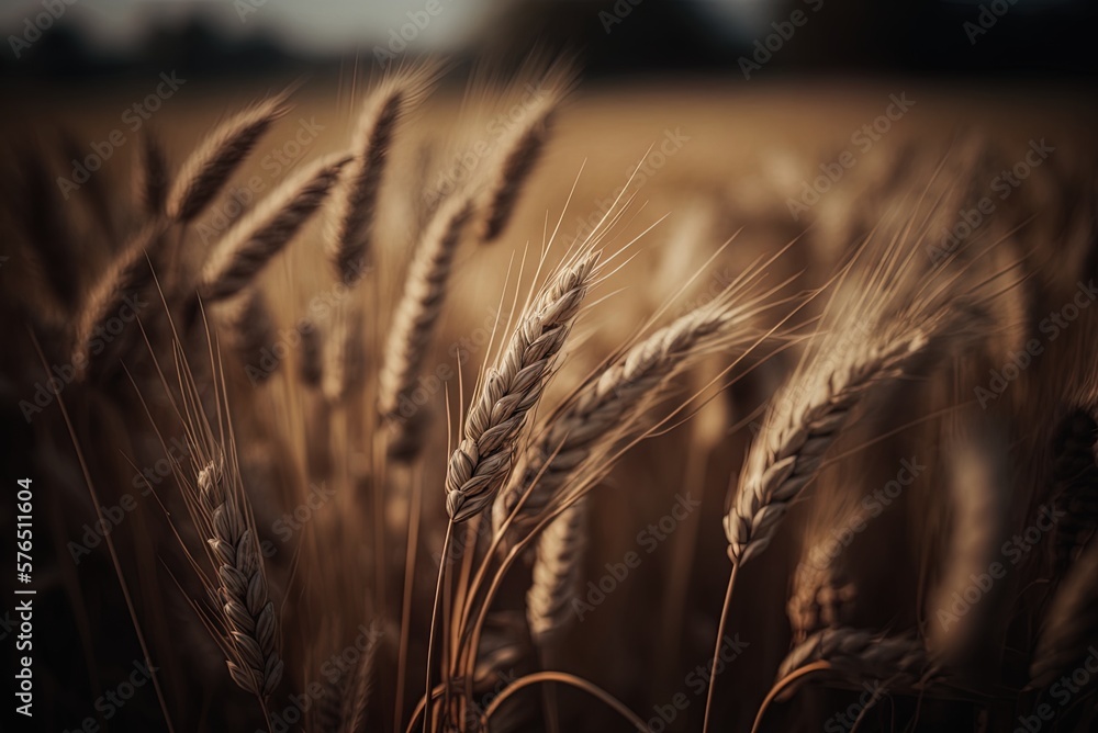 Poster cropped image of wheat growing in a field generative ai