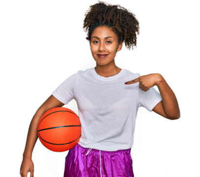 Young african american girl playing baseball holding bat and ball pointing finger to one self smiling happy and proud - Powered by Adobe