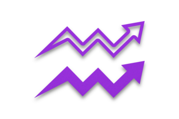 Purple arrow graph paper isolated on transparent background