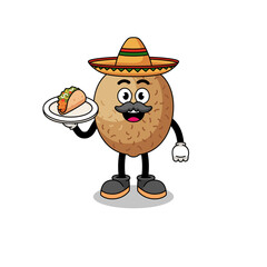 Character cartoon of kiwifruit as a mexican chef