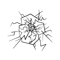 doodle crack wall, crack illustration