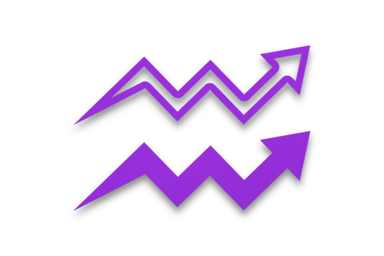 Purple arrow graph paper isolated on transparent background - Powered by Adobe