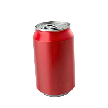 Soda can mock up blank template isolated on white background. Red aluminum can for design. Realistic aluminum can. Mockup of tin can on transparent background