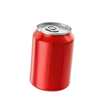 Soda can mock up blank template isolated on white background. Red aluminum can for design. Realistic aluminum can. Mockup of tin can on transparent background
