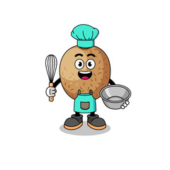 Illustration of kiwifruit as a bakery chef