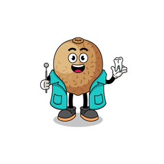 Illustration of kiwifruit mascot as a dentist
