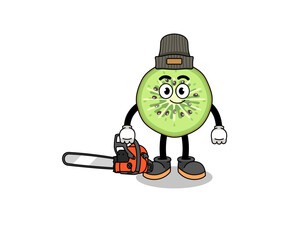 Fototapeta premium sliced kiwifruit illustration cartoon as a lumberjack