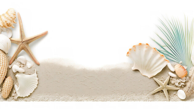 white background seashell. Top view