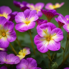 A bunch of purple violet primrose flowers created with generative AI