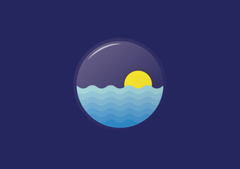 sea and sun in the glass background template